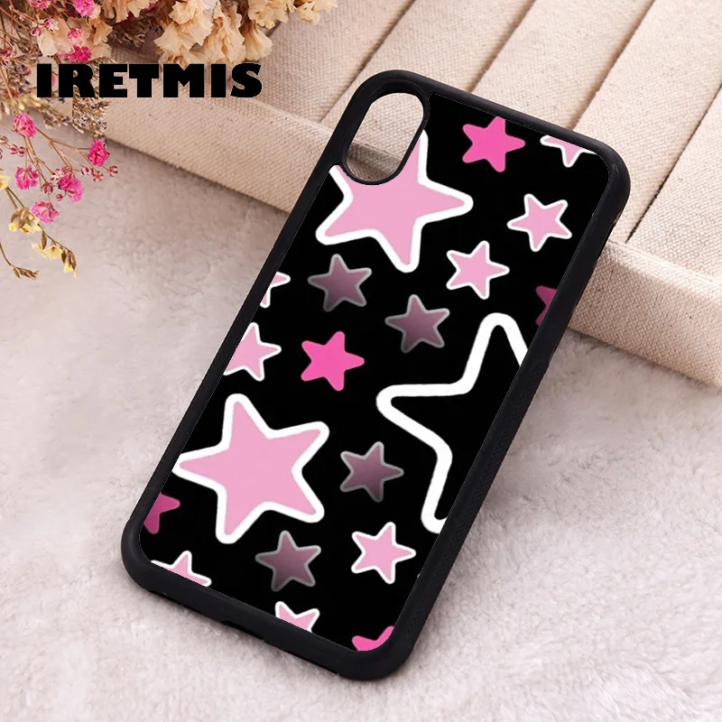 Iretmis Phone Cover Case For iPhone X XS Max XR 11 12 13 PRO MINI 14 15 16 Plus Rubber Silicone Pink Super Star