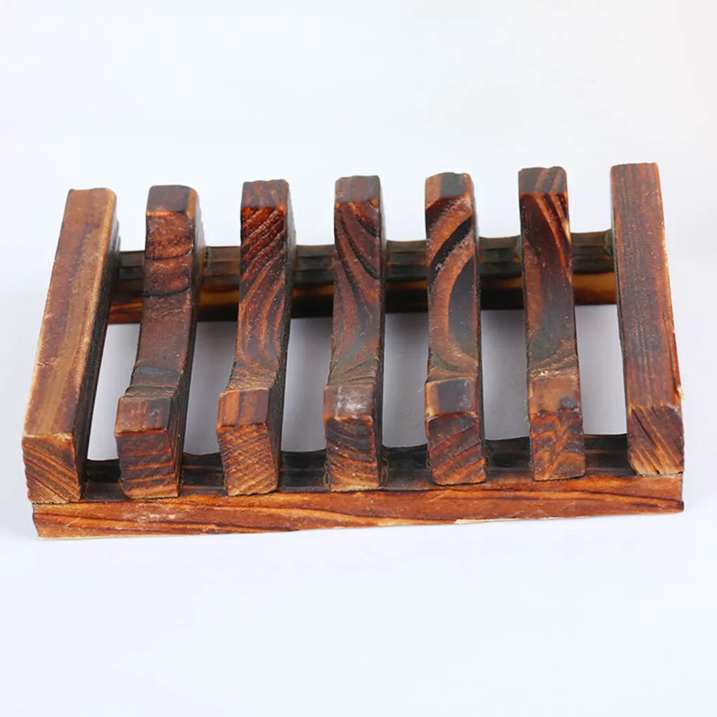 3 Pcs Carbonized Bamboo Wooden Soap Dish Holder Environmental Soap Rack Hand Craft Antiseptic Moisture-proof