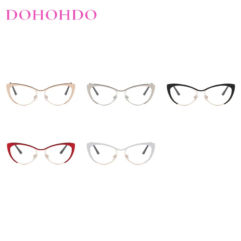New Luxury Metal Cat Eye Fashion Design Anti-Blue Light Women Glasses Men Computer Reading Eye Protection Optical Eyewear Ladies view 6
