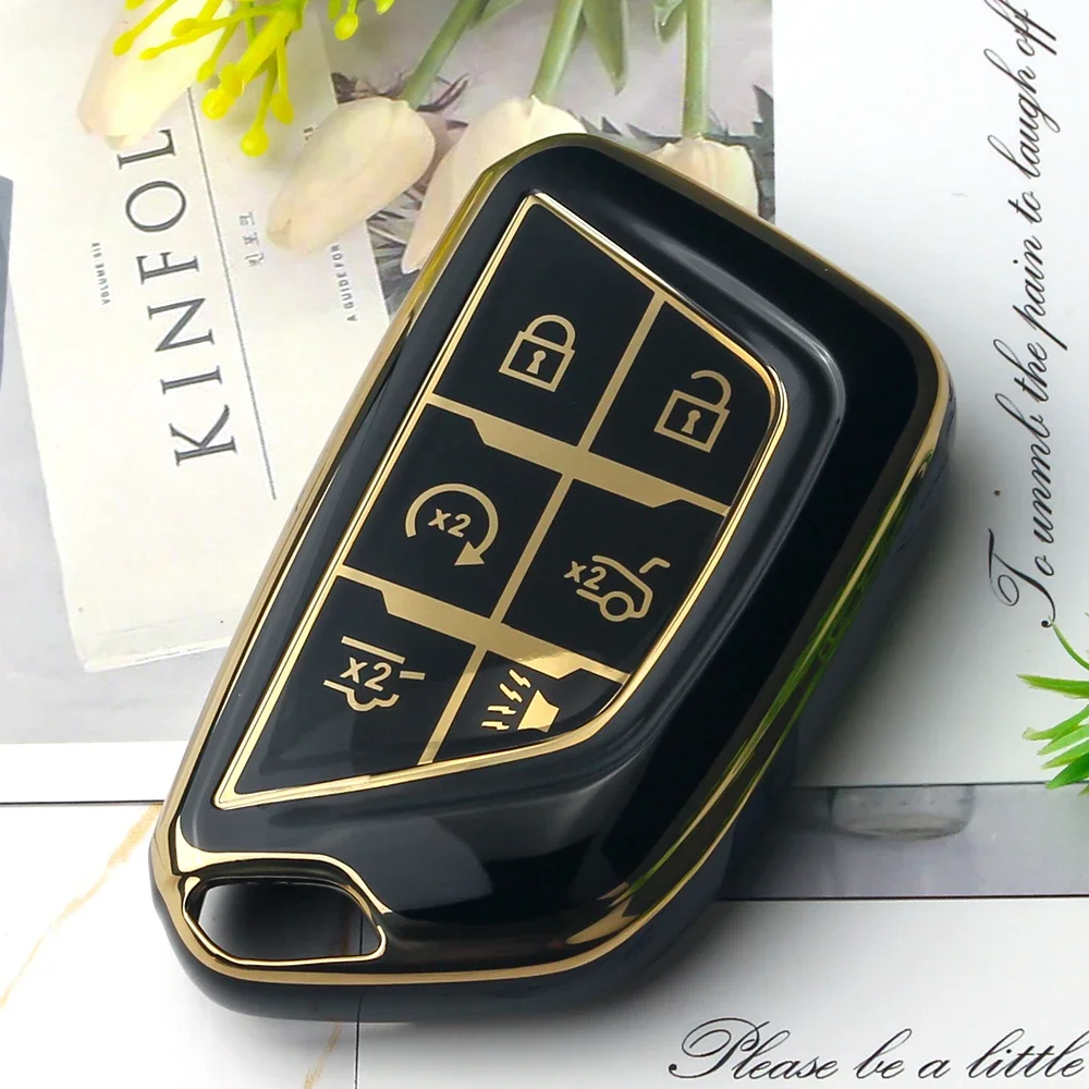 KEYYOU 5/6 Button TPU Car Key Cover Case Shell Fob Keychain For GMC Yukon For Chevrolet Tahoe Suburban For Buick view 3