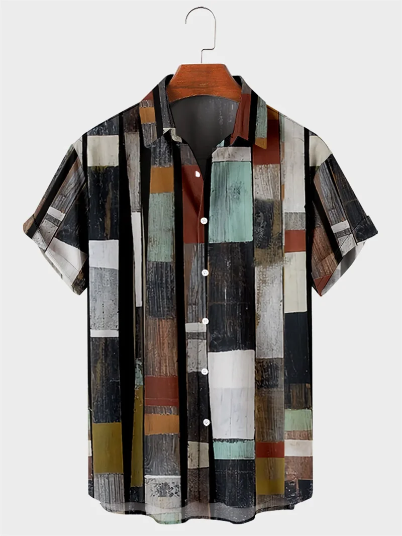 2023 3xl Hawaii Herren hemd bunte gestreifte Hemden Kurzarm hemden für Herren bekleidung Herren lässiges Top übergroßes Hemd