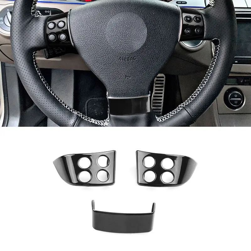 ABS protector para volante de coche embellecedor para VW Golf 5 Jetta MK5 Passat B6 2005-2010 Tiguan Touran Caddy 2006-2010 Sagitar negro brillante