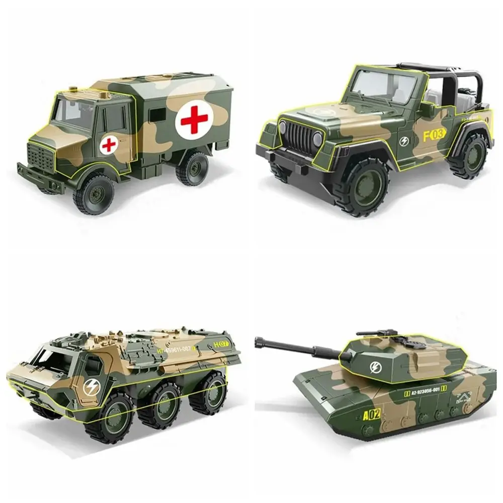 Ornamentos simulação tanque modelo carro helicóptero modelo brinquedo puxar para trás carros ambulância caminhão veículo blindado brinquedo decoração de casa