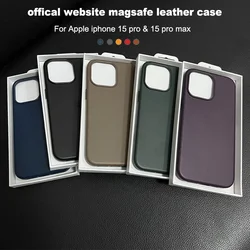 With Box Apple 15 Case PU Leather Magsafe Case For iPhone 15 Pro Max 15 Plus Case Wireless Charging Drop Magnetic Protect Cover