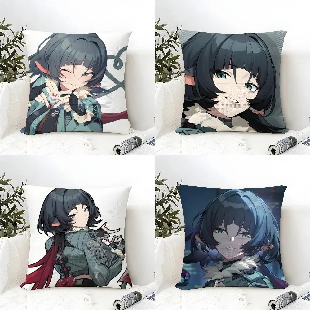 Zenless Zone Zero Jane Doe Cushion Cover Eco Linen Pillow Case Double-Sided Print Breathable Durable Zipper Home Decor Gift