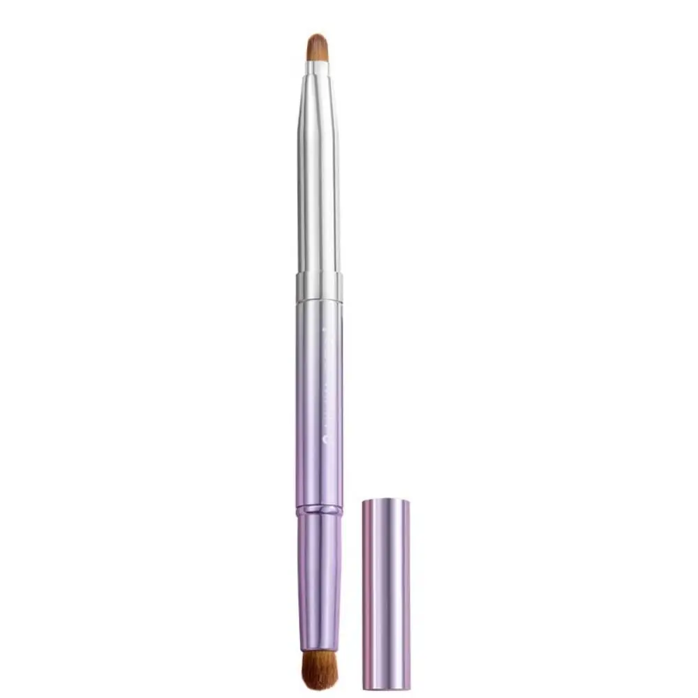 Pinceau anti-poussière à double tête avec manche en métal Jules Liner, applicateur de fard à barrage rétractable, pinceau de maquillage