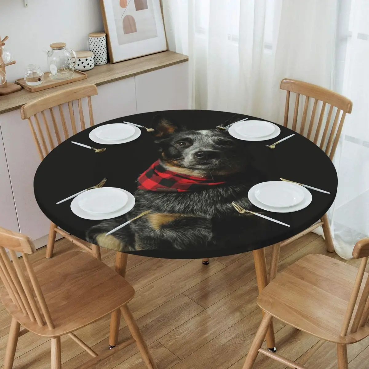 Australian Cattle Dog Waterproof Round Tablecloth Oilproof Table Cloth for Kitchen Events Dining Table Cover