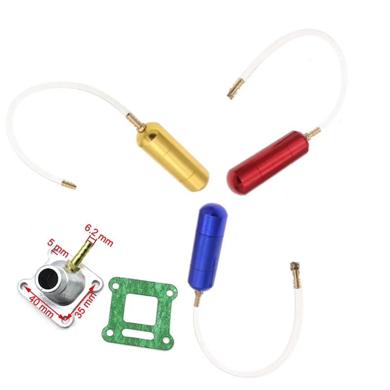 Racing Aluminum Gold Red Blue Boost Power Bottle + Intake Pipe Gasket for 2 Stroke 43cc 47cc 49cc Mini ATV Quad Dirt Pocket Bike