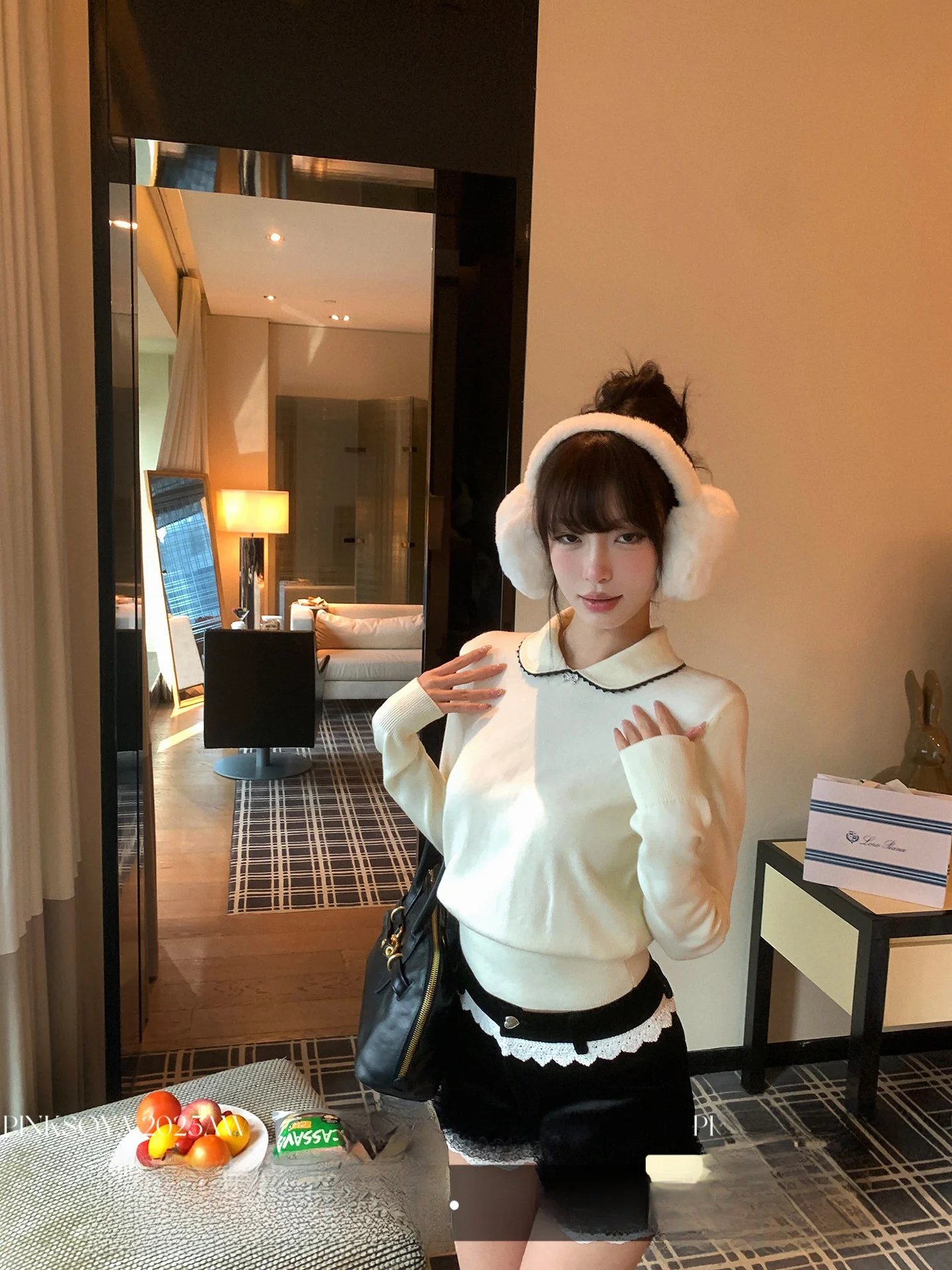 

Sweet Pinksoya Knot Sweater ort Doll Collar Women's Winter Slimming Base Layer Top Faionable Versatile Warmth