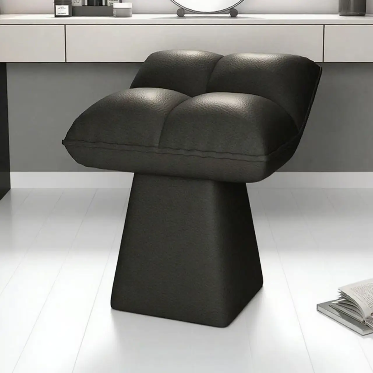 

Creativity Rotate Dressing Table Makeup Stool Bedroom Armless Chair Living Room Solid Wood Framework Leisure Stool Garden Chair