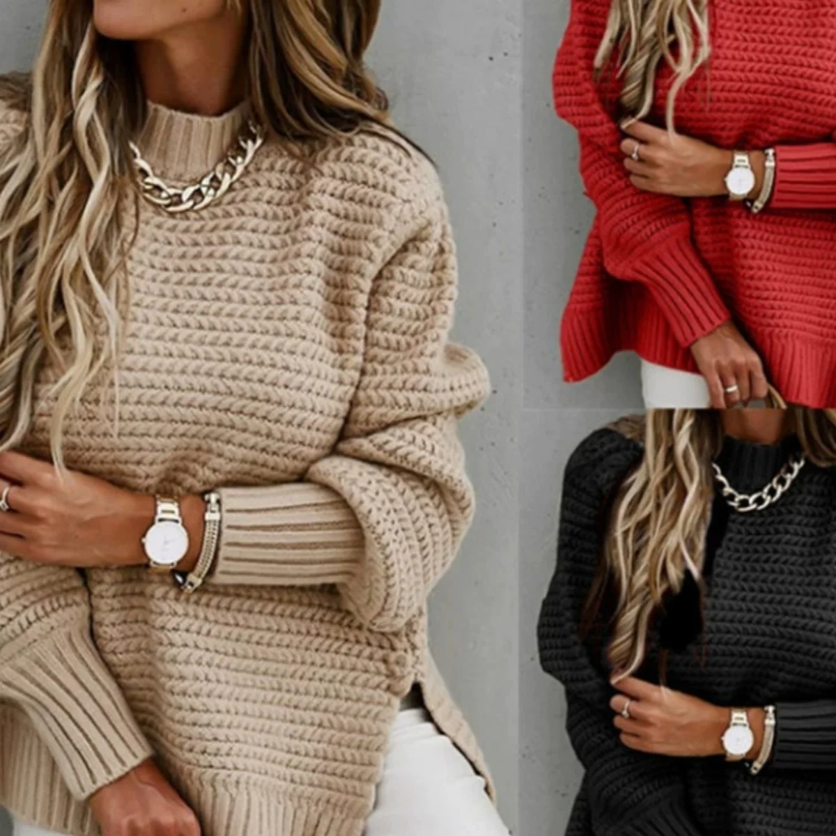 

Briti Sle Women's Winter Sweater Ladies irt Knitwear Button Detail Regular Sve Length Long Color Blo Pattern