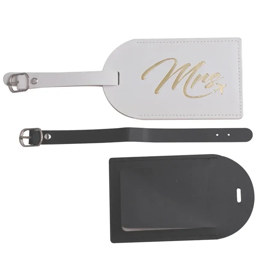 2 unids/set Mr Mrs parejas etiqueta de equipaje etiqueta de maleta colgante con tarjetas de identificación de nombre accesorios de viaje de cuero PU antipérdida para vuelo