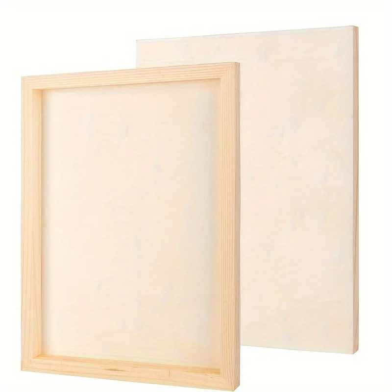 Tablero de paneles de madera de 2 piezas, tableros de paneles de madera rectangulares de lona de madera para pintar, vertido, uso artístico con aceites, acrílicos