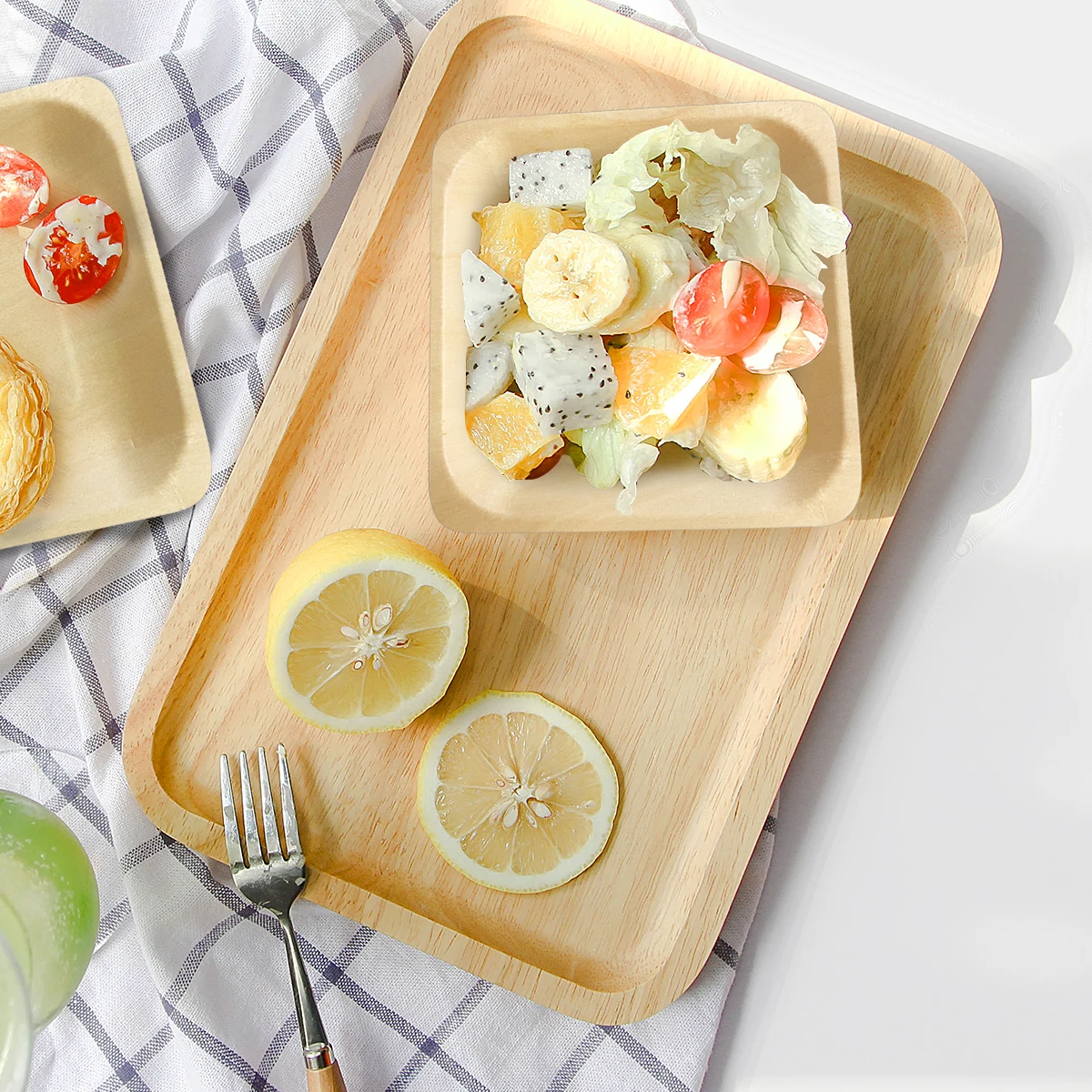 

Disposable Wooden Tray Restaurant Tableware Degradable Picnic Safe and Practical