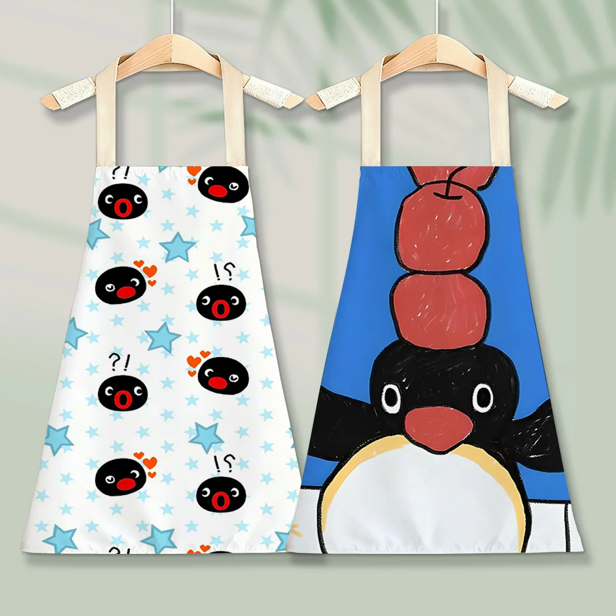 Cute Pingu Apron Super Hot Cartoon Anti Fouling Apron Kitchen Cooking Bib for Children Adult High-end Waist Circumference