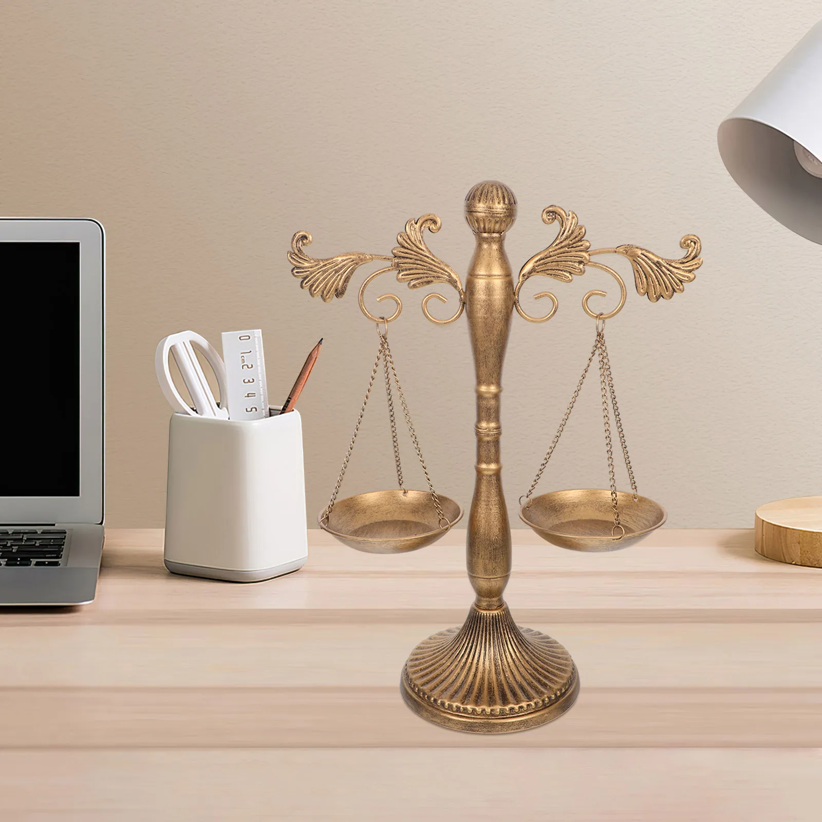 

Iron Libra Statue Decor Decorative Ornaments Weighing Pan Jewelry Display Tray