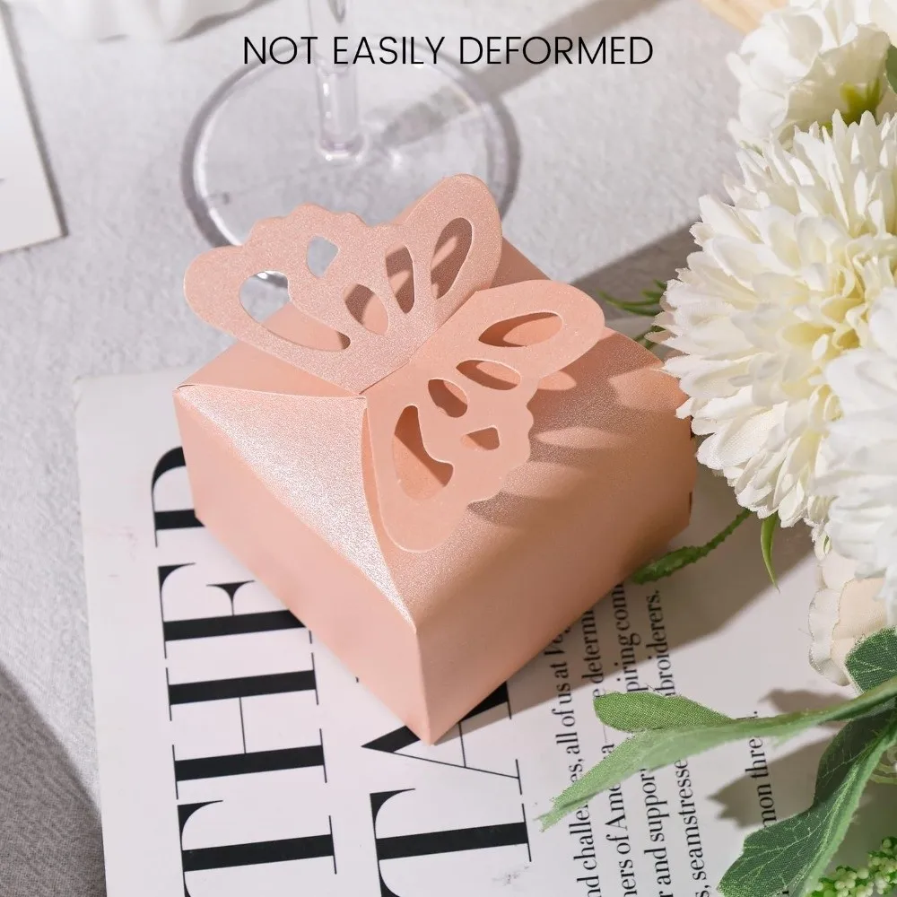 50pcs Pink Butterfly Favor Boxes Small Size 3D Design Butterfly Candy Boxes Elegant Butterfly Present Boxes Party Favors view 4