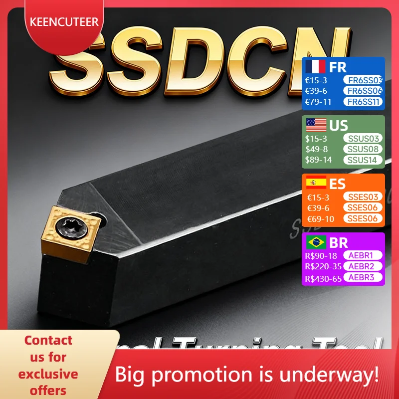 

SSDCN1212H09 SSDCN1616H09 SSDCN2020K09 SSDCN2525M09 SSDCN2525M12 External Turning Tool Holder Lathe CNC Cutting Tool Cutter Bar