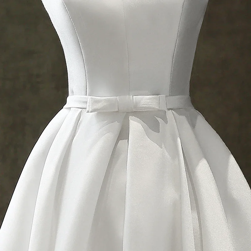 Vestido Midi de satén blanco con cuello en V para mujer, traje Sexy elegante de noche para graduación, boda, dama de honor, fiesta, 2023