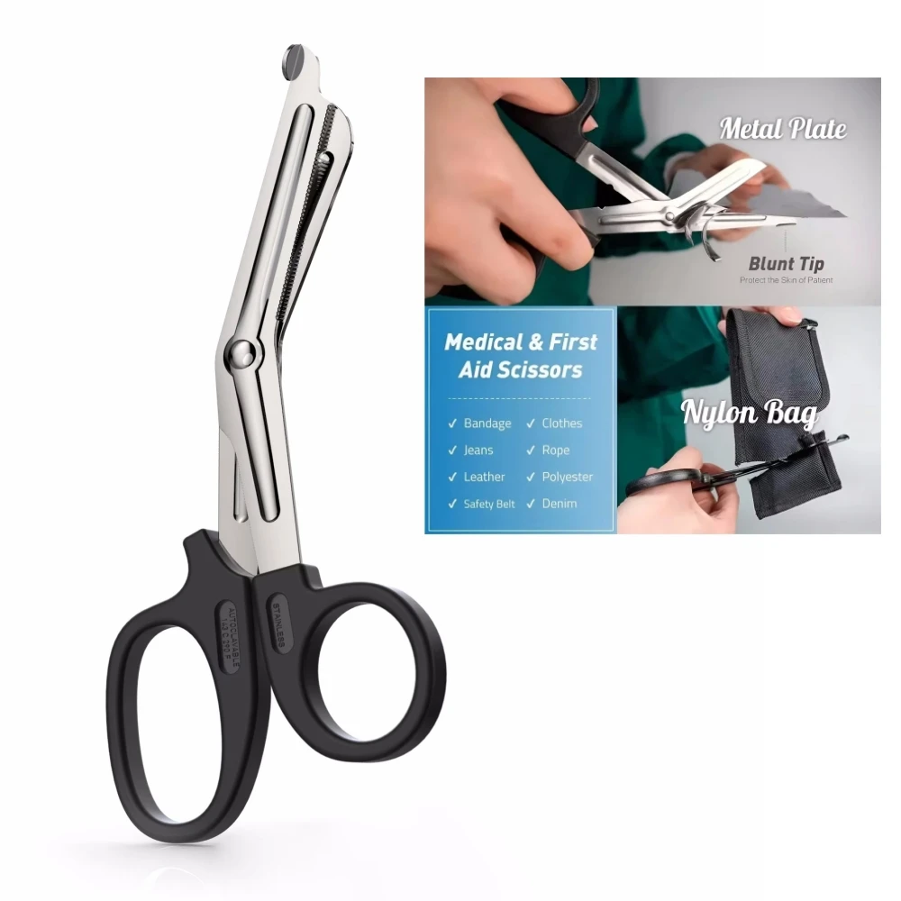 Tijeras multiusos de 15 cm para vendajes, tijeras de emergencia EDC, equipo táctico para exteriores, herramientas manuales
