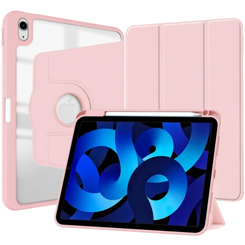 Toepasbare Ipad Case Tri-Fold Met Roterende Ipad Tablet Acryl Transparante Beschermhoes Met Pen Slot