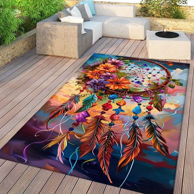 

1pc Dreamcatcher Print Rug Outdoor Indoor Area Rug Floor Mat, Doorway Decoration Rug With Non-slip Rubber Backing, Outdoor Patio