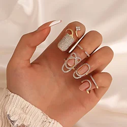 New In 2023 Luxury Nail Photo Ring Micro Paved Crystal Phalanx Finger Manicure Joint Cuticle Rings For Women Trend Jewelry