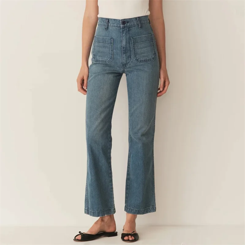 

Women's jeans New elastic slim fit women's pants for summer 2025 Retro pure cotton high waisted straight leg pants Denim pants