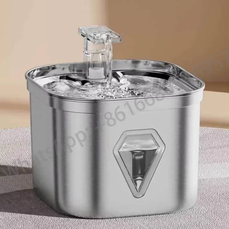 Square Stainless Steel Automatic Circulation Filter Intelligent Induction Pet Water Dispenser for Dogs & Cats