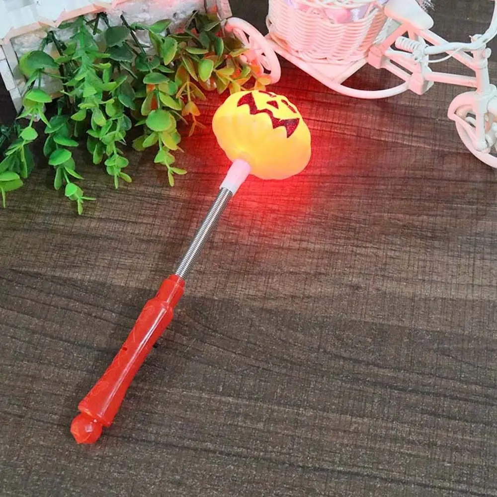 4Pcs LED Pumpkin Hand Lantern Luminous Light Up Wand Halloween Lantern Cartoon Decorated Pumpkin Stick Lantern Unisex