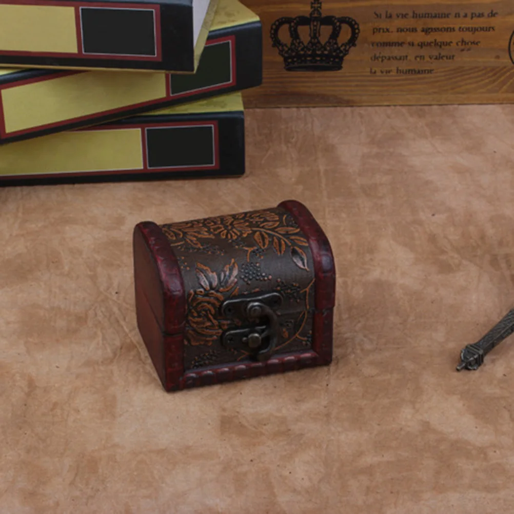 2Pcs Jewelry Organizer Box Retro Wooden Small Compact Jewelry Case Ring Holder Storage for Earrings Pills Trinket Gift for Women