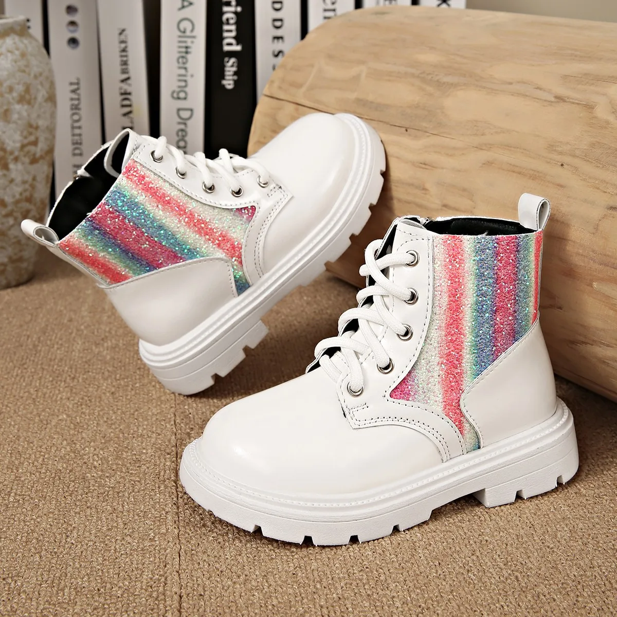 

Kids Gradient Color Ankle Boots for Girls 2025 New Autumn Casual Kids Boots Breathable Lining Chic School Shoes for Girls Boots