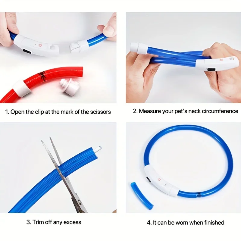 USB قابلة للشحن الألياف البصرية طوق كلب أليف مصباح ليد طوق مضيئة مكافحة خسر طوق بكلاب USB قابلة للشحن الكلب قلادة طوق