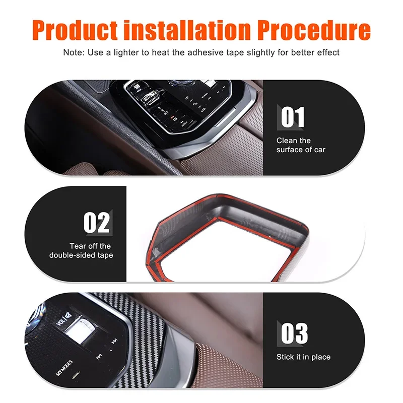 For BMW 7 Series G70 2023 ABS Carbon Fiber Car Central Control Gear Shift Panel Frame Cover Trim Sticker Car Accessories