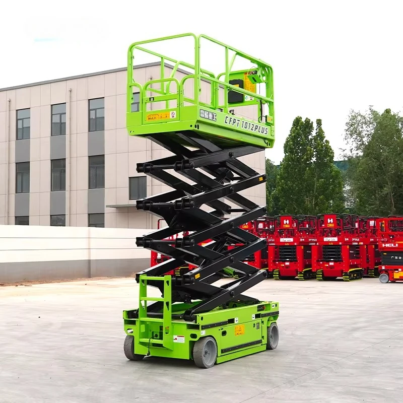 CFMG 10 متر/500 كجم محرك كهربائي عجلة متنقلة نوع مصاعد مقصية ذاتية الدفع منصة مصاعد عمل جوية مصعد مع CE ISO