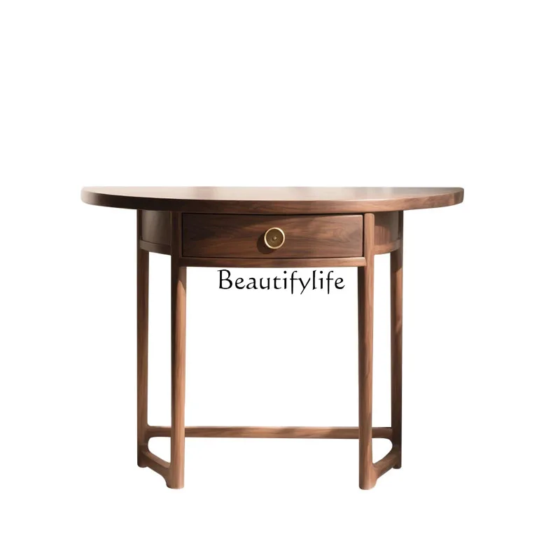 

New Chinese-style North American black walnut porch table, minimalist entry against the wall solid wood