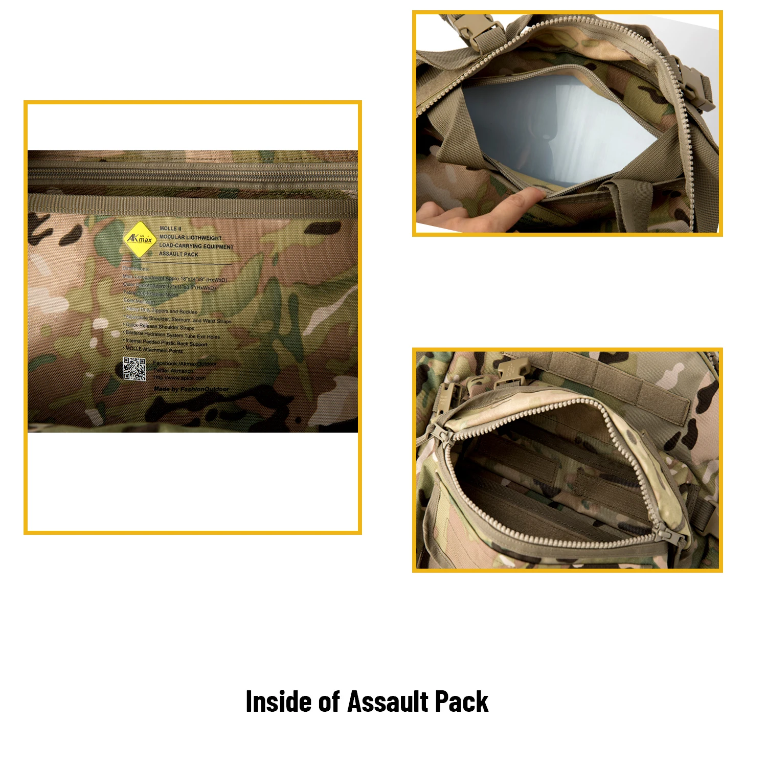 AKmax Military Army MOLLE II Tactical Assault Backpack – Rifleman