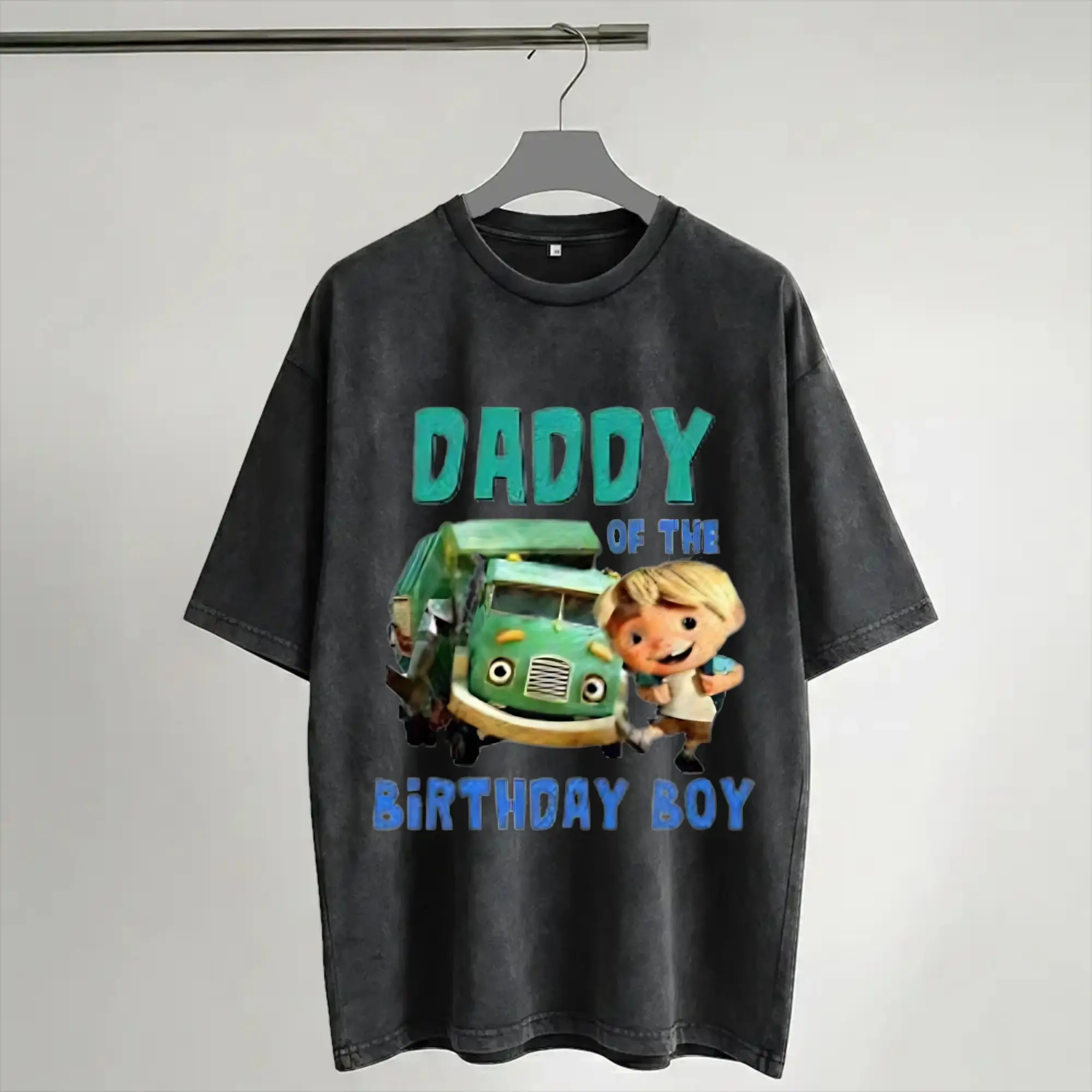 Trash Truck anime Outfit Washed T Shirt for Men Women Streetwear Hip Hop T-Shirts Printed  Tees Short Sleeve