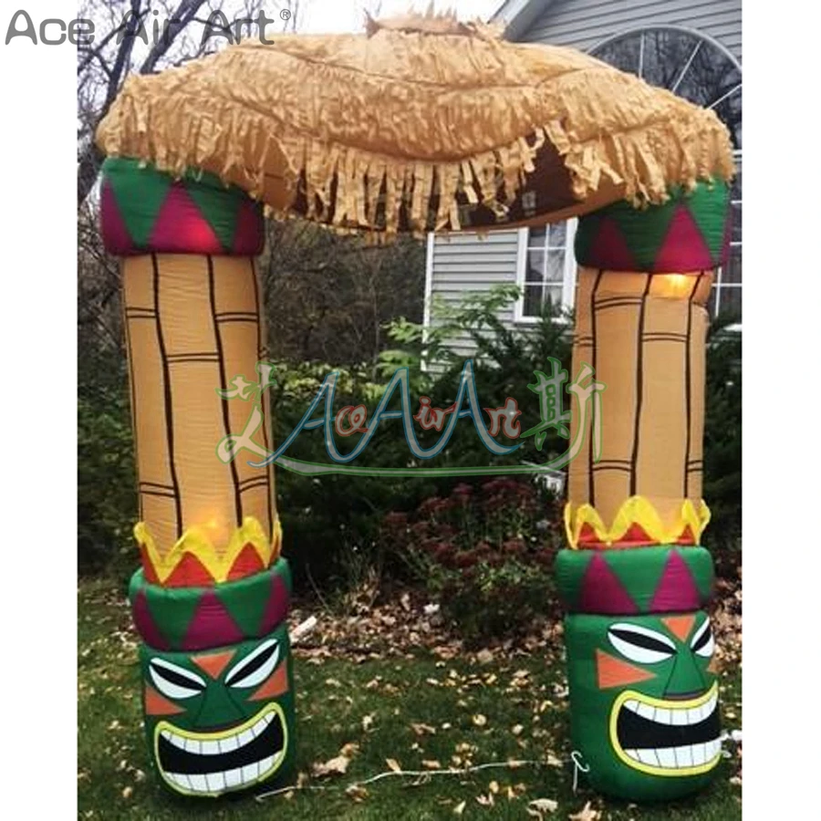 

3m L X 4m W Outside Luau Party Inflatable Tiki Thatched Arch with Air Blower for Entertainment Offered by Ace Air Art