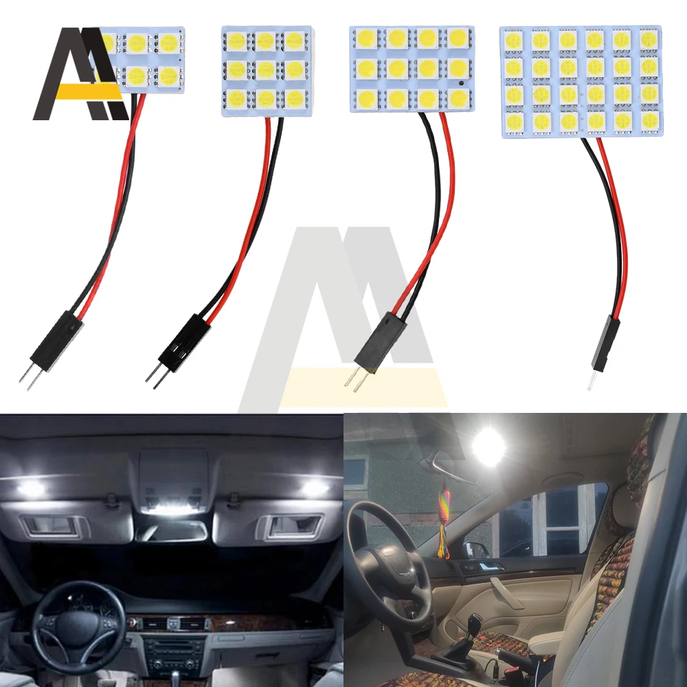 Bombilla de lectura LED DC12V 5050, Panel de luz LED de techo para luz Interior de coche, luz de lectura para maletero, luz de puerta lateral, luz de paso