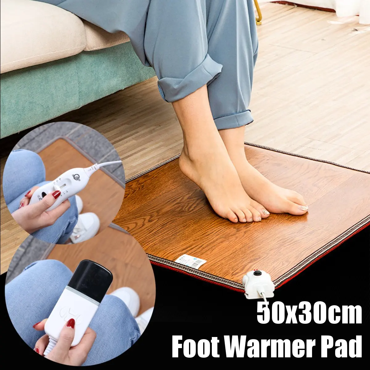 3 Pattern Leather Foot Heating Mat Warmer Electric Heating Pads Feet Leg Warmer Carpet Thermostat Warming Tools Home Office 60W