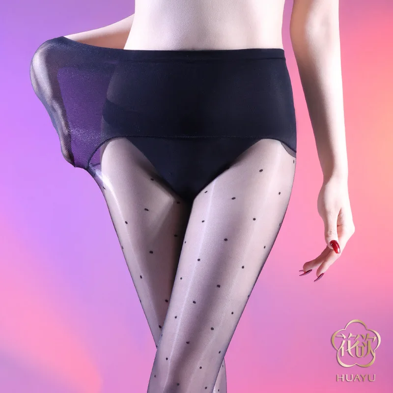 0D Women Open Crotch Sexy Stockings Wave Point Ultrathin  Denier Pantyhose See Through Transparent Hosiery Couple Play Underwear