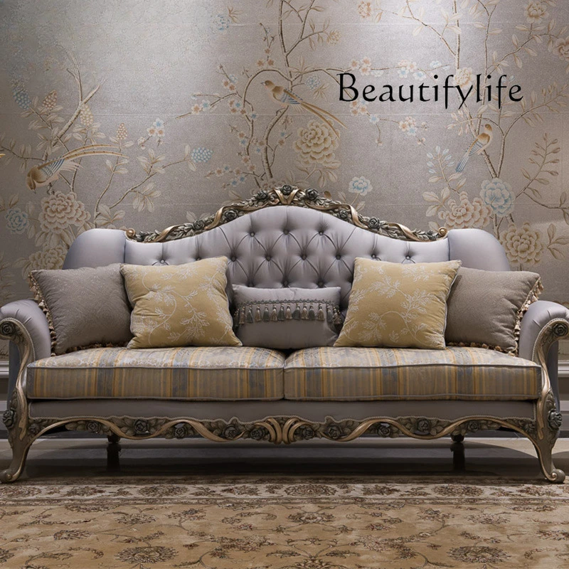 French high-end fabric sofa single and double three-person European classical luxury living room sofa combination