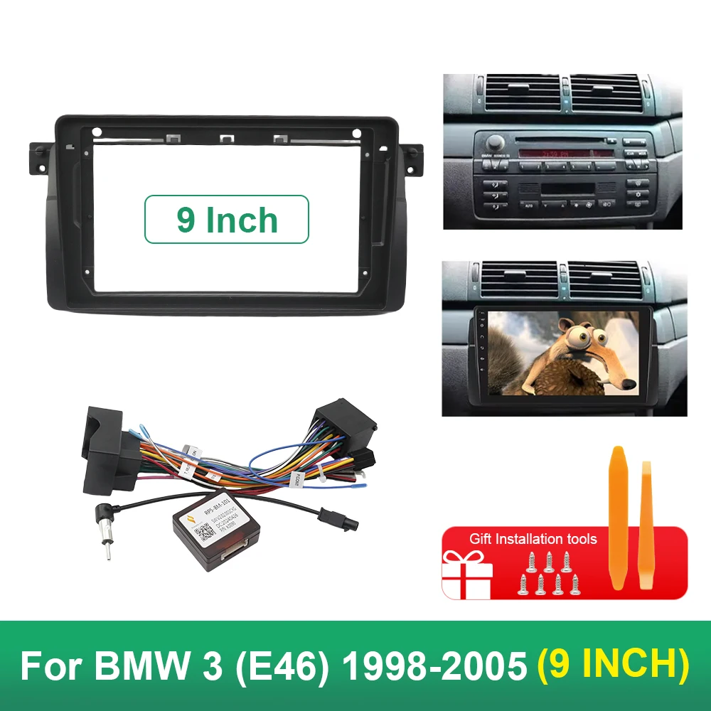 

9INCH Car Radio Fascia For BMW 3 (E46) 1998-2005 Fit Android Player Frame Adapter Cover Stereo Panel Dash Mount Trim Kit Bezel