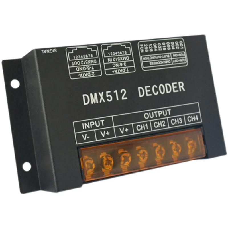 DMX512 controller RGBW four channel decoder dc12v-24v light bar color changing dimming stage programming