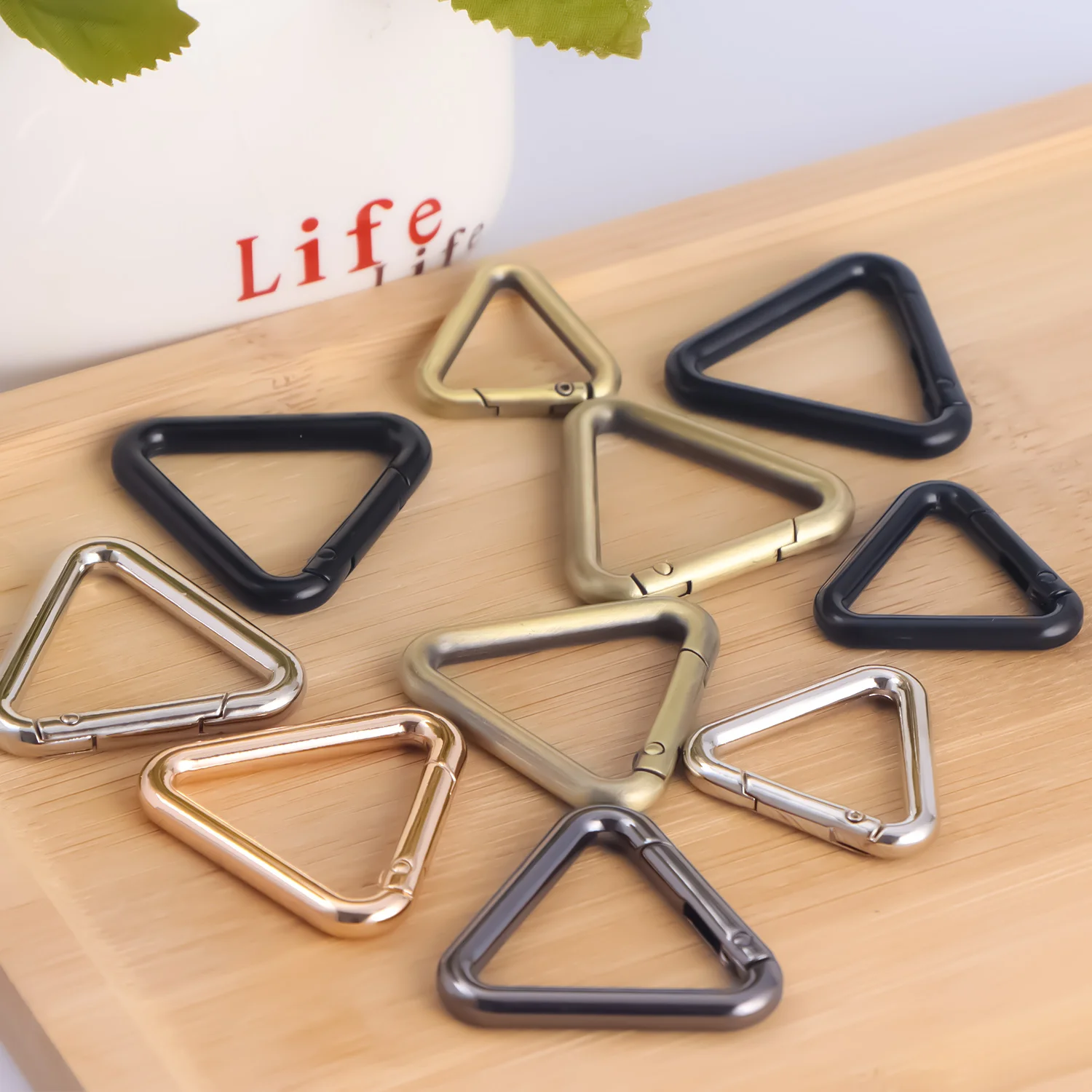 5Pcs Metal Triangle Spring Buckles Openable Ring Hook Bag Strap Belt Keyring Snap Clip Clasps DIY Accessories