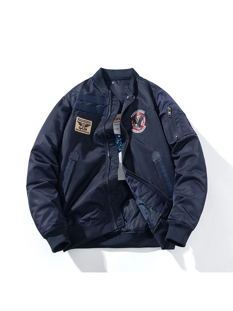 

Thiened Cotton Pilot Jaet Baseball Loose Stitched Vintage Autumn Winter Outerwear for Men And Women Street Sle Coat