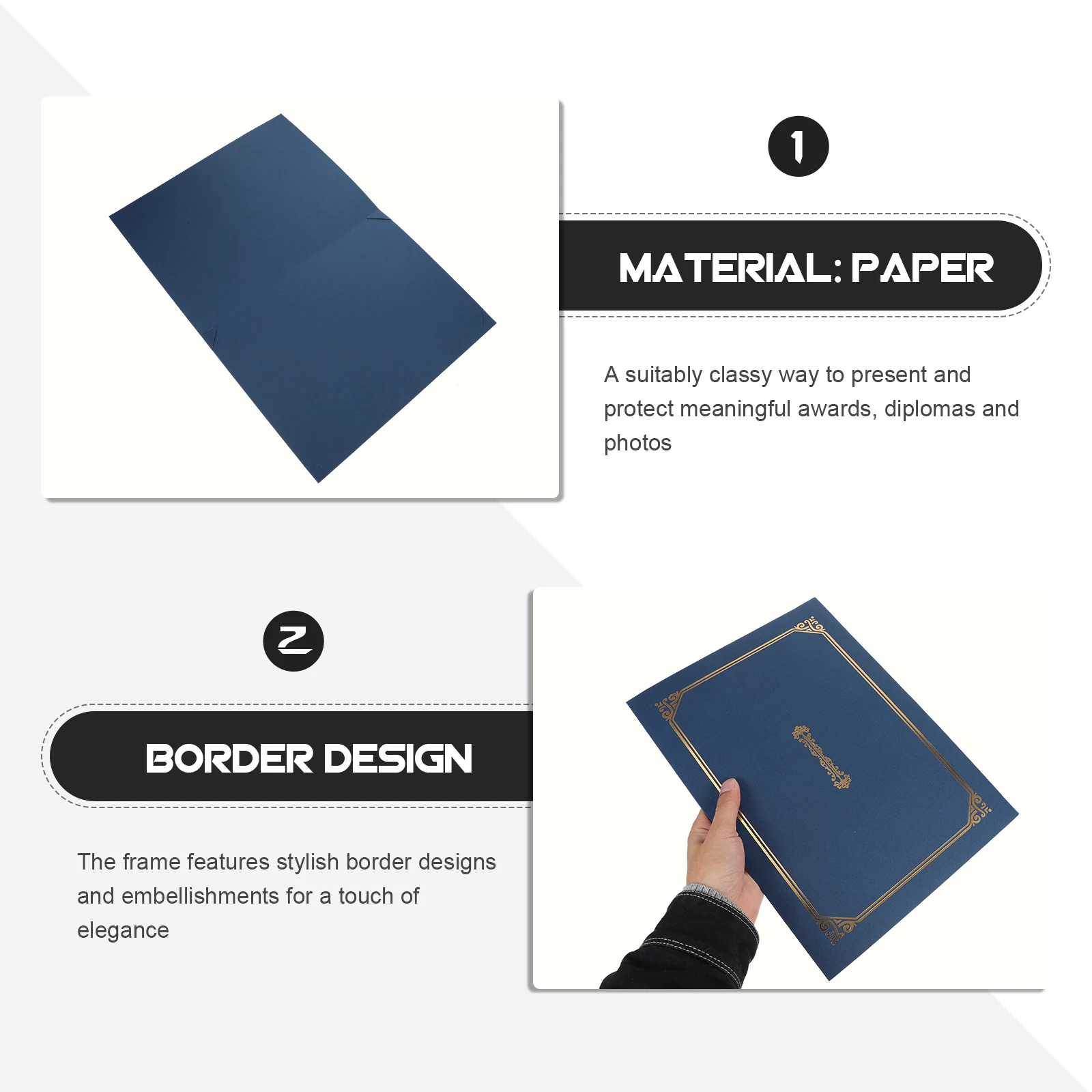 

5Pcs Paper Certificate Covers Diploma Holders Elegant Document Protective Frames for Awards Presentation Certificate Cover