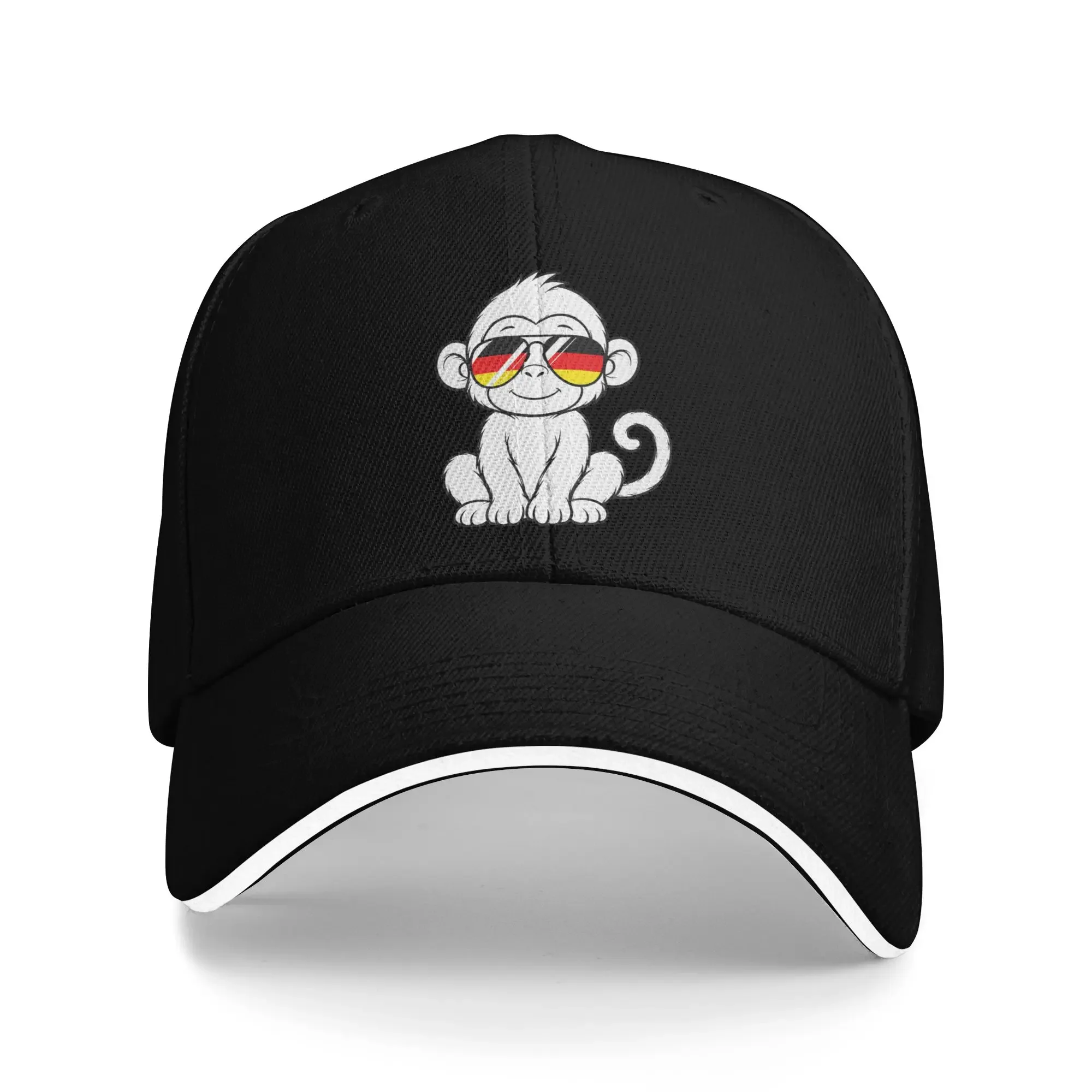 German Flag Monkey Germany Sandwich Cap Men Women Fitted Baseball Caps Cute Animal Art Adjustable Golf All Seasons Hats Adult