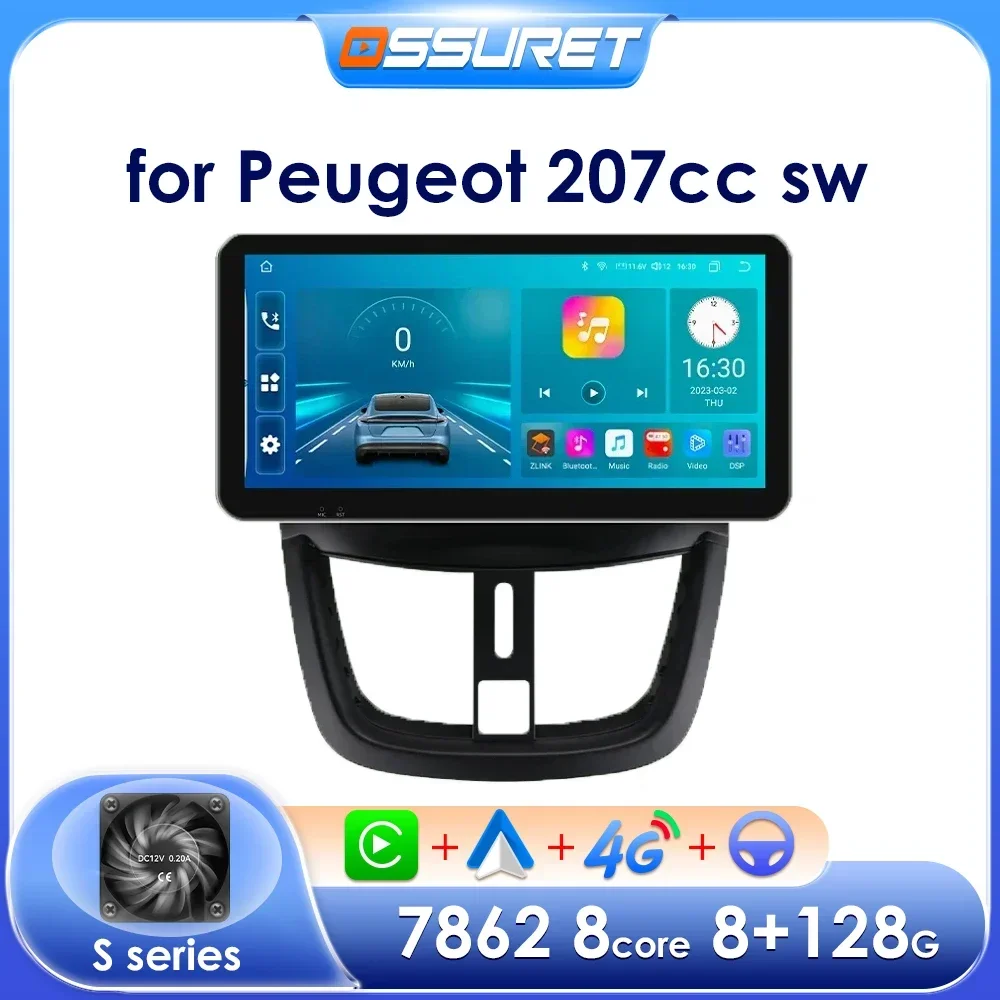 OSSURET Android Car Radio for Peugeot 207 207CC 207SW Carplay 2006 -2015 Car Stereo 2 Din Multimedia Screen Video GPS 2din Audio